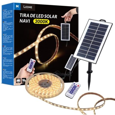 IluminaShop - Kit Tira LED Solar 20W 37V 300LED SMD2835 IP68 Luz Calida con Mando PIR (5 metros)