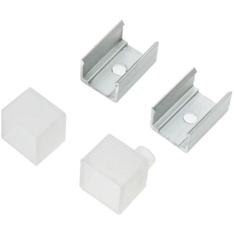 IluminaShop - Pack 2 Tapones y 2 Grapas para Funda de Silicona para Tiras 12X12 mm