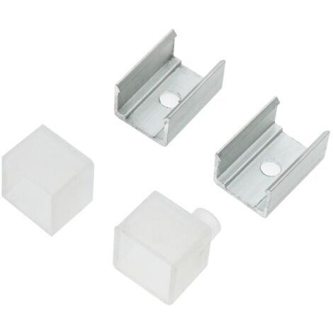 IluminaShop - Pack 2 Tapones y 2 Grapas para Funda de Silicona para Tiras 16X16 mm