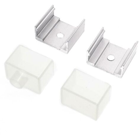 IluminaShop - Pack 2 Tapones y 2 Grapas para Funda de Silicona para Tiras 20X14 mm