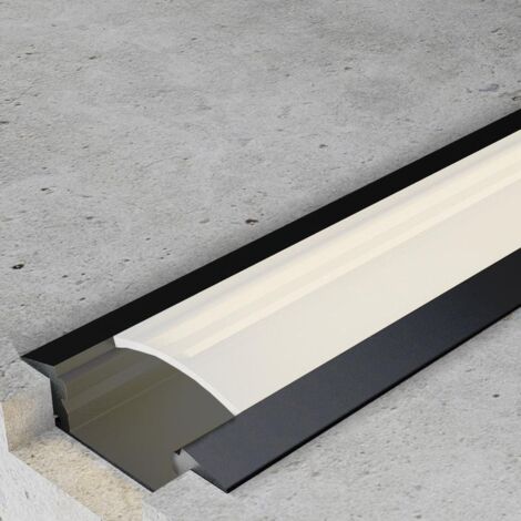 IluminaShop - Perfil de Aluminio para Empotrar con alas Sub Lacado Negro 12V/24V 2 metros