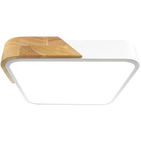 ILUMSTORE IluminaShop - Plafon LED Cuadrado Madera Natural Regulable CCT 24W 2400LM con Mando a Distancia 3000+4000+6000