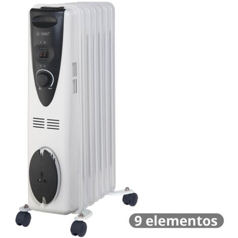 IluminaShop - Radiador de Aceite 9 Elementos Blanco/Negro 2000W