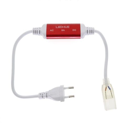 IluminaShop - Rectificador Tira LED 220V para Tiras 10 mm + 2 Pines + 2 Tapas  + 6 Grapas