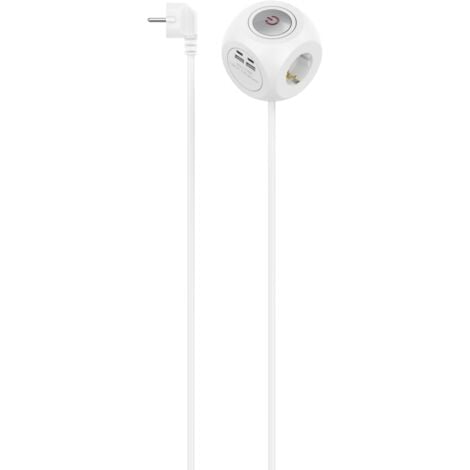 IluminaShop - Regleta Ladron de Cubo 1 Enchufe + 3 Tomas USBC / A 17W con Interruptor Blanca (1,4 Metros)