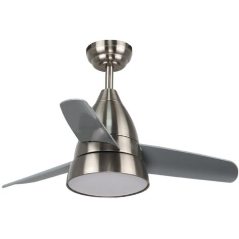 IluminaShop - Ventilador de Techo LED 24W Niquel Motor DC con Mando a Distancia