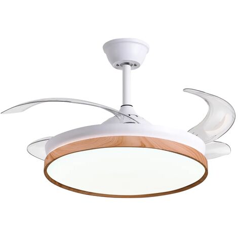 IluminaShop - Ventilador de Techo LED CCT Madera 72W Blanco DC Ultra Silencioso con Mando a Distancia y Palas Retractiles Verano / Invierno