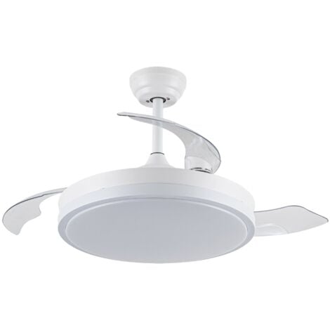 IluminaShop - Ventilador de Techo LED Herben 68W Blanco DC Ultra Silencioso con Mando a Distancia y Palas Retractiles Verano / Invierno