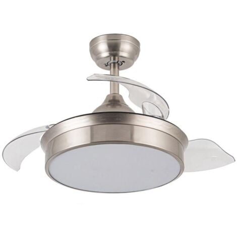 IluminaShop - Ventilador de Techo LED Messe 72W Niquel DC Ultra Silencioso con Mando a Distancia y Palas Retractiles  3000+4000+6000