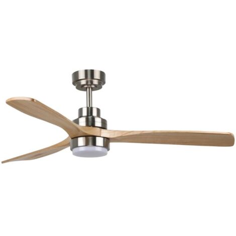IluminaShop - Ventilador de Techo LED Niquel / Haya 18W DC con Mando a Distancia