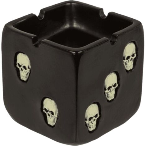 Im Dunkeln leuchtender Aschenbecher mit Totenköpfen, Gothic-Design, Geschenk für Zuhause