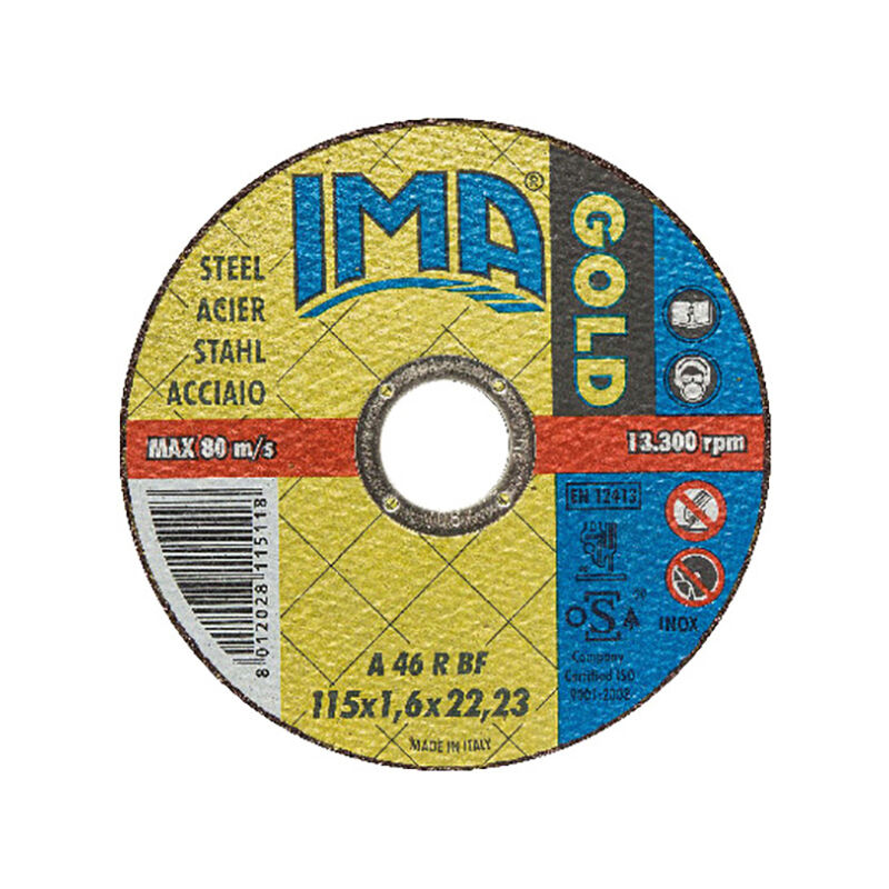Image of IMA - mola abrasiva disco per metalli taglio ferro 115x1,6x22 mm smerigliatrice