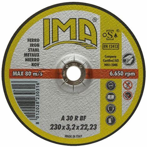 ima mola abrasiva minidisco disco per taglio ferro metallo   mm 230x3,2x22 flex