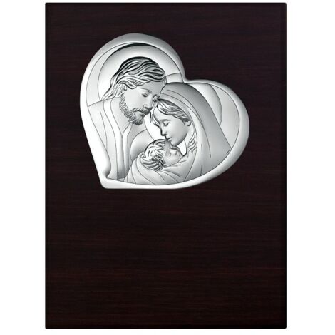 Image de la Sainte Famille argent panneau foncé moderne 11,5x15,5  Taille: 11,5x15,5 cm  UGS : BC6481