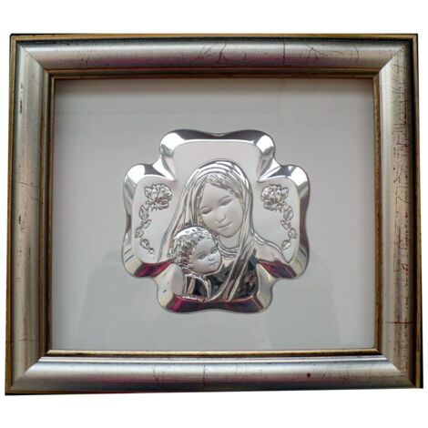 Image de la Vierge Marie et de l'Enfant dans un cadre derrière une vitre  Taille: 15x17 cm  UGS : BC6289/2G