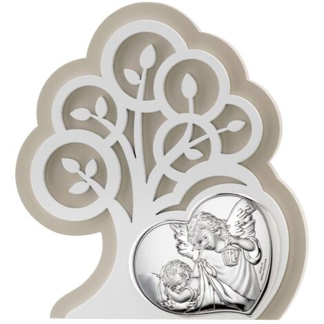 Image moderne d'ange gardien en argent au-dessus du lit Arbre de Vie  Taille: 14x15,5 cm  UGS : VL81405/1L