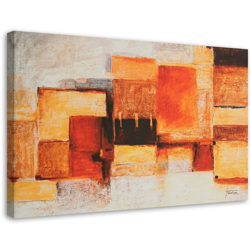 Image sur toile, Abstraction géométrique aux couleurs chaudes - 60x40