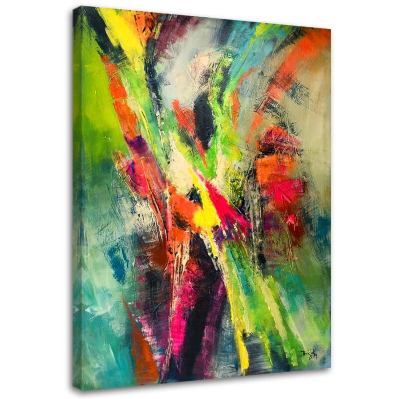 Image sur toile, Abstraction peinte colorée - 70x100