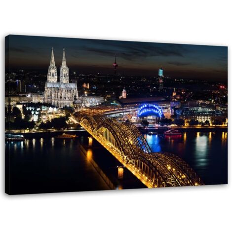 Image sur toile, Cathédrale de Cologne et Pont - 100x70