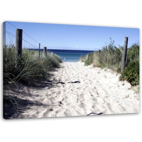 Image sur toile, Chemin à travers les dunes jusqu'à la plage - 60x40
