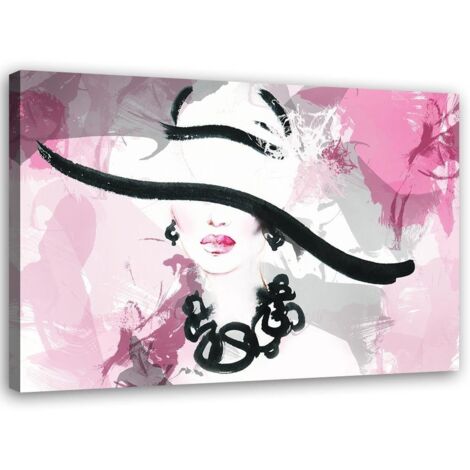 Image sur toile, Femme au chapeau glamour - 100x70