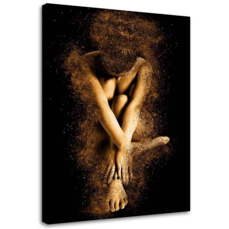 Image sur toile, Femme poudre d'or glamour nue - 70x100