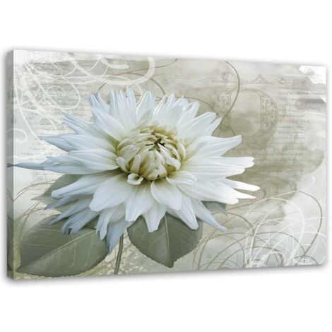 Image sur toile, Fleur vintage blanche - 120x80