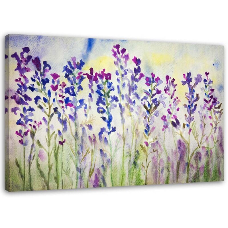 Image sur toile, Fleurs violettes dans le pré - 90x60