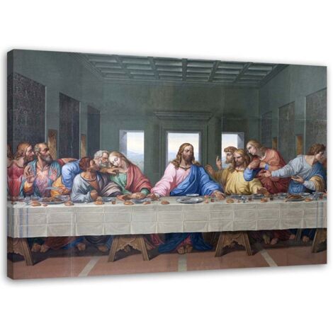 Image sur toile La Cène 60x40 cm – Toile canvas 240 g/m² – Impression UVgel FLXfinish résistante – Prêt à accrocher
