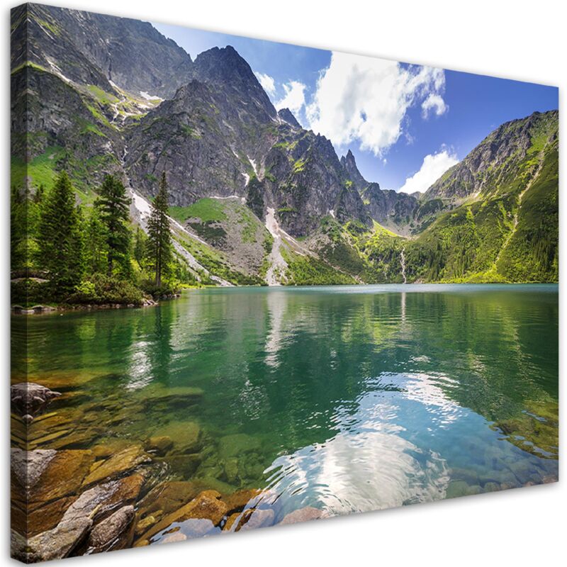Image sur toile, Lac de Montagne Arbres Nature - 120x80