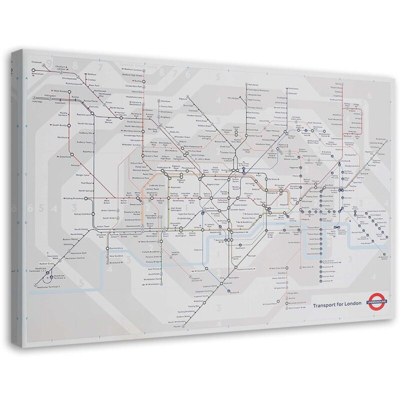 Image sur toile, Métro de Londres - plan de la ligne de métro - 100x70