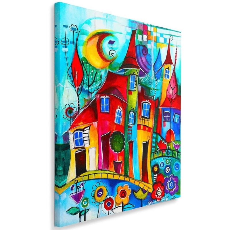 Image sur toile, Ville colorée la nuit - 70x100