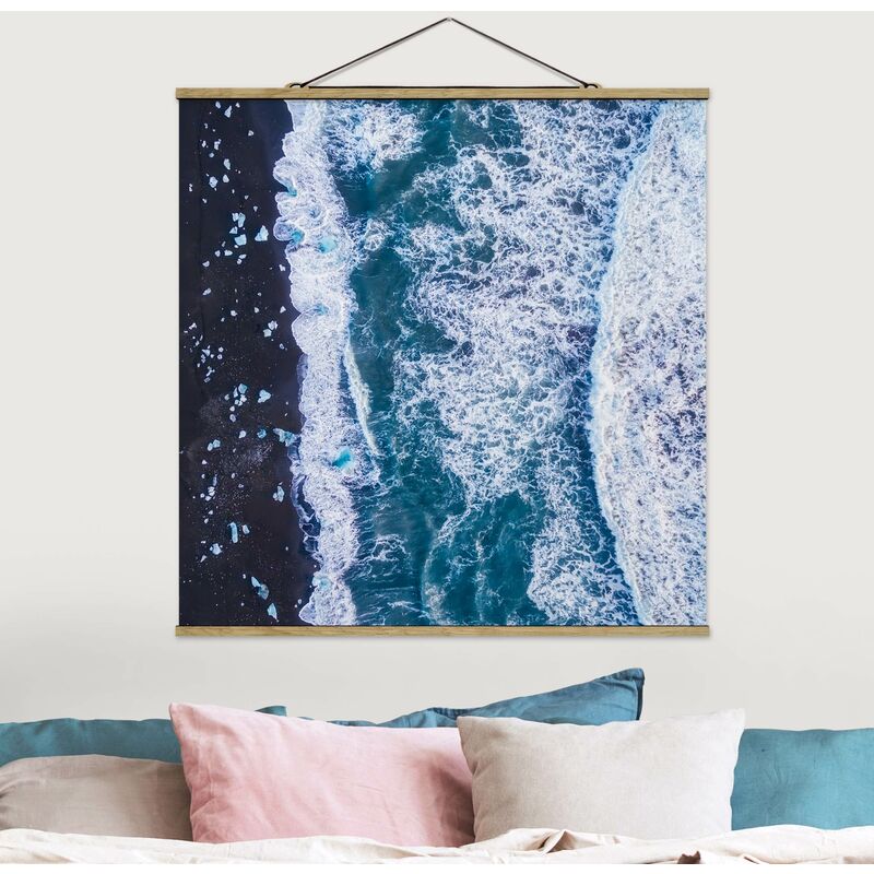 

Imagen de tela - Aerial View - Jökulsárlón In Iceland Vertically - Cuadrado 1:1 Dimensión LxA: 80cm x 80cm