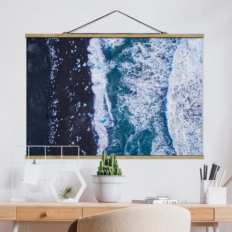 

Imagen de tela - Aerial View - Jökulsárlón In Iceland Vertically - Apaisado 2:3 Dimensión LxA: 66.5cm x 100cm