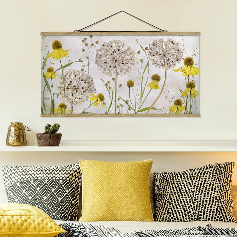 

Imagen de tela - Allium And Helenium Illustration - Apaisado 1:2 Dimensión LxA: 25cm x 50cm
