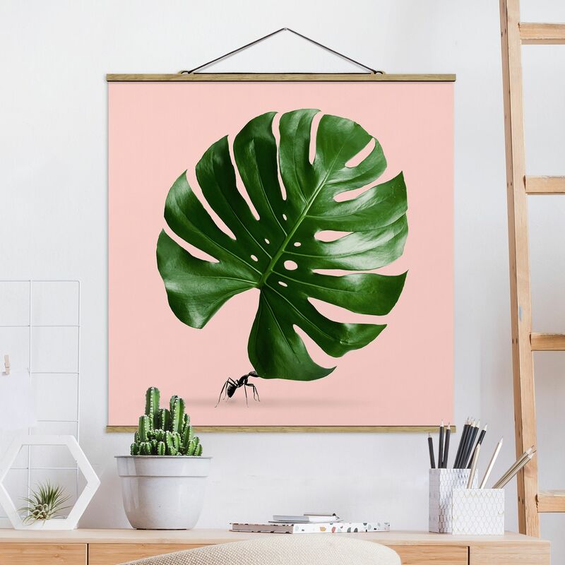 

Imagen de tela - Ant With Leaf Monstera - Cuadrado 1:1 Dimensión LxA: 80cm x 80cm