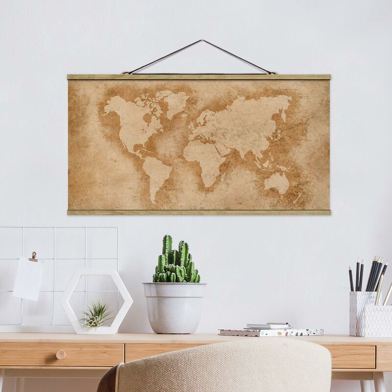 

Imagen de tela - Antique World Map - Apaisado 1:2 Dimensión LxA: 25cm x 50cm