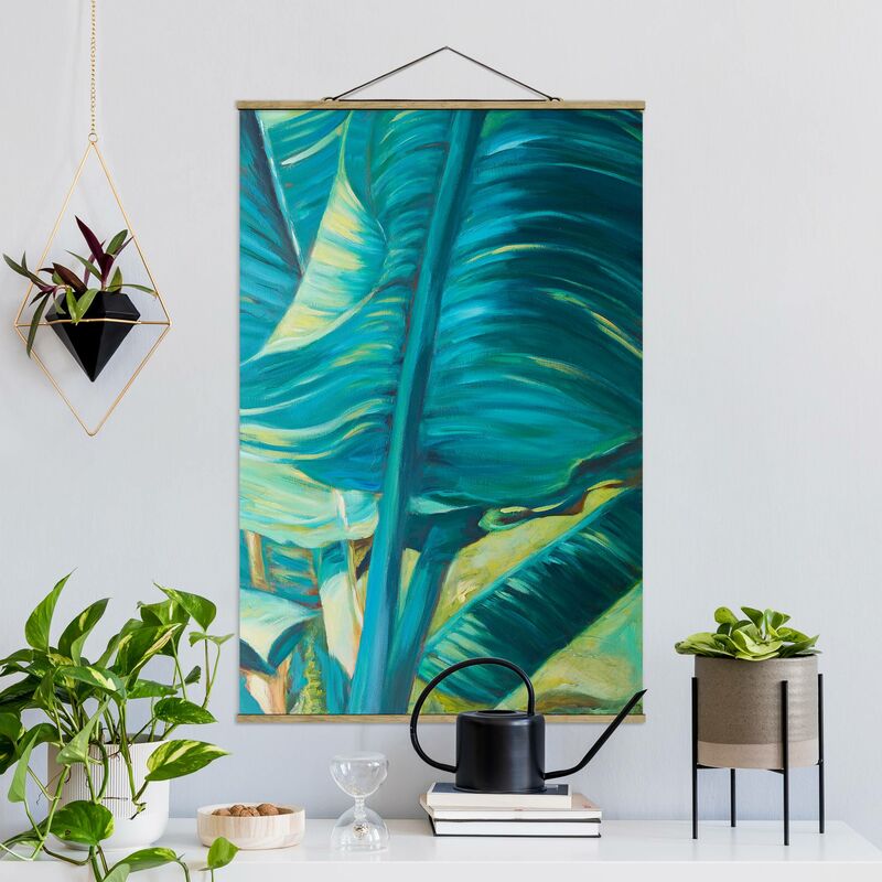 

Imagen de tela - Banana Leaf With Turquoise I - Alto 3:2 Dimensión LxA: 150cm x 100cm