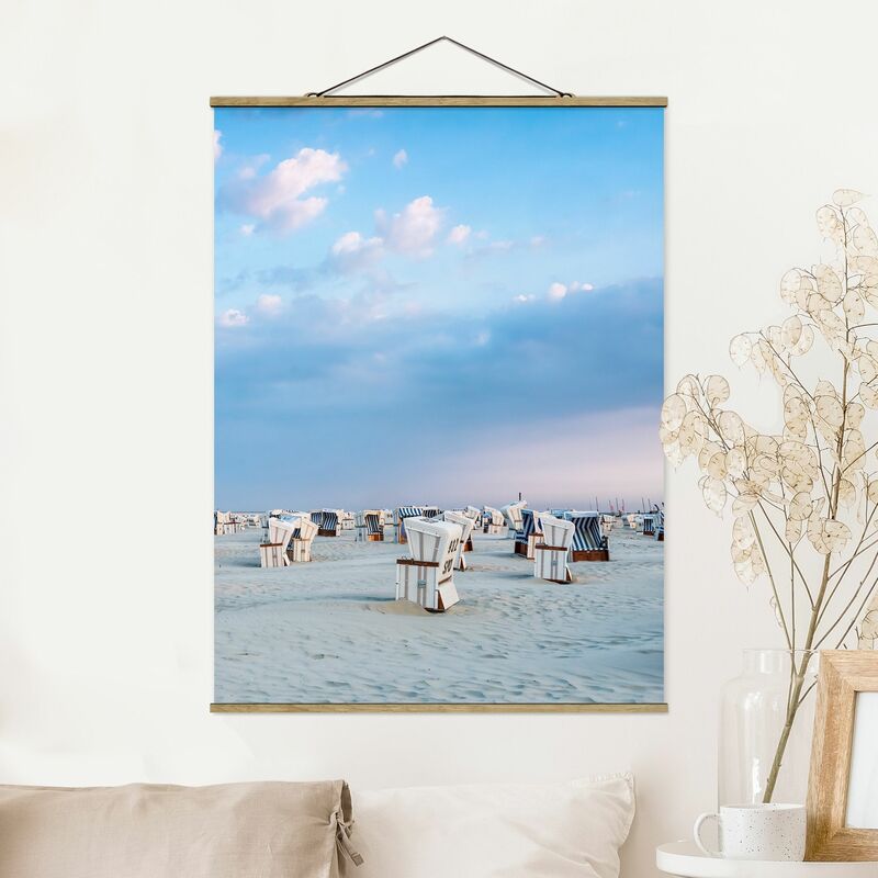 

Imagen de tela - Beach Chairs On The North Sea Beach - Alto 4:3 Dimensión LxA: 133.5cm x 100cm