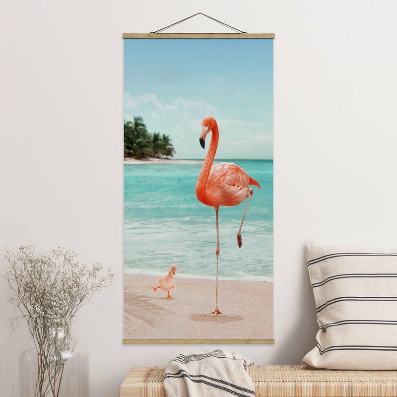 

Imagen de tela - Beach With Flamingo - Alto 2:1 Dimensión LxA: 70cm x 35cm