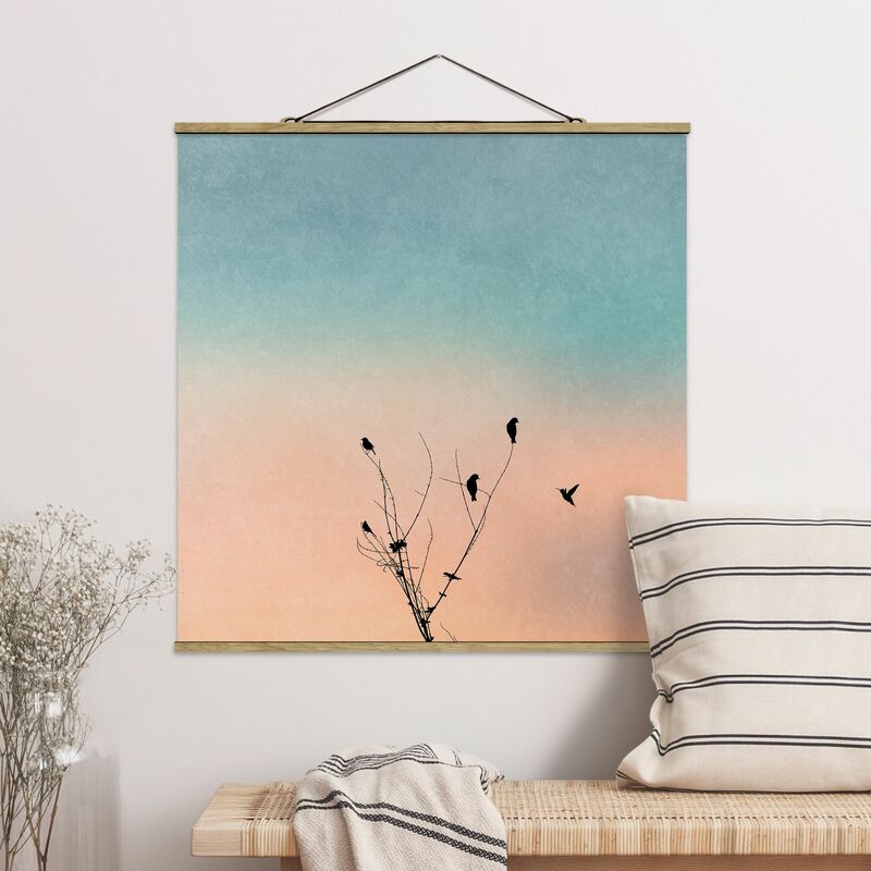 

Imagen de tela - Birds In Front Of Rose Sun II - Cuadrado 1:1 Dimensión LxA: 50cm x 50cm
