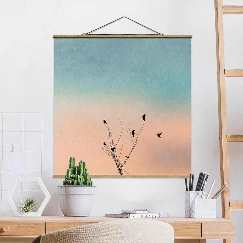 

Imagen de tela - Birds In Front Of Rose Sun II - Cuadrado 1:1 Dimensión LxA: 100cm x 100cm