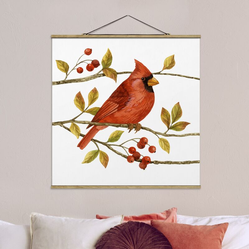 

Imagen de tela - Birds And Berries - Northern Cardinal - Cuadrado 1:1 Dimensión LxA: 100cm x 100cm