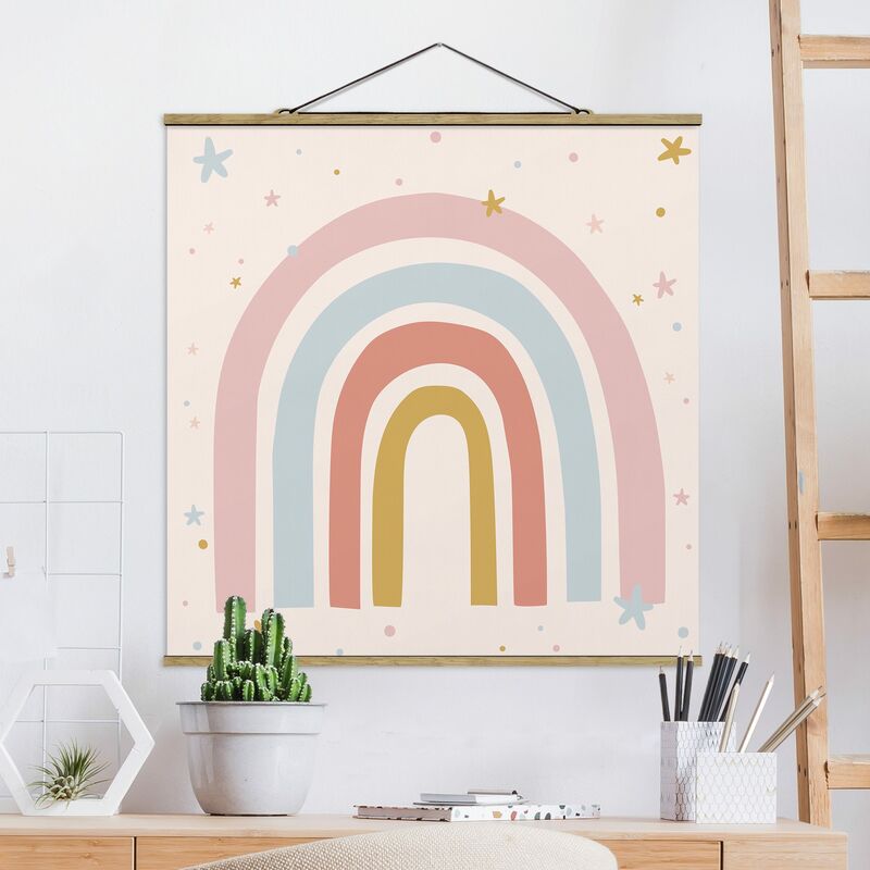 

Imagen de tela - Big Rainbow With Stars And Dots - Cuadrado 1:1 Dimensión LxA: 50cm x 50cm