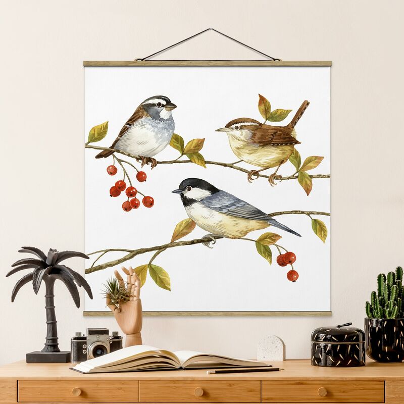 

Imagen de tela - Birds And Berries - Tits - Cuadrado 1:1 Dimensión LxA: 100cm x 100cm