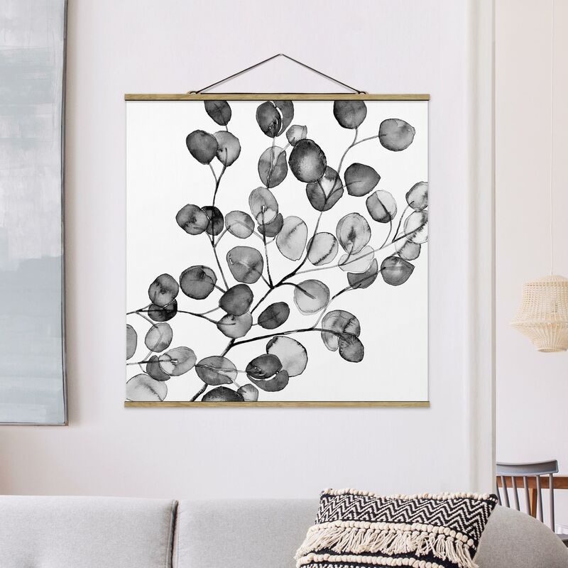 

Imagen de tela - Black And White Eucalyptus Twig Watercolour - Cuadrado 1:1 Dimensión LxA: 80cm x 80cm