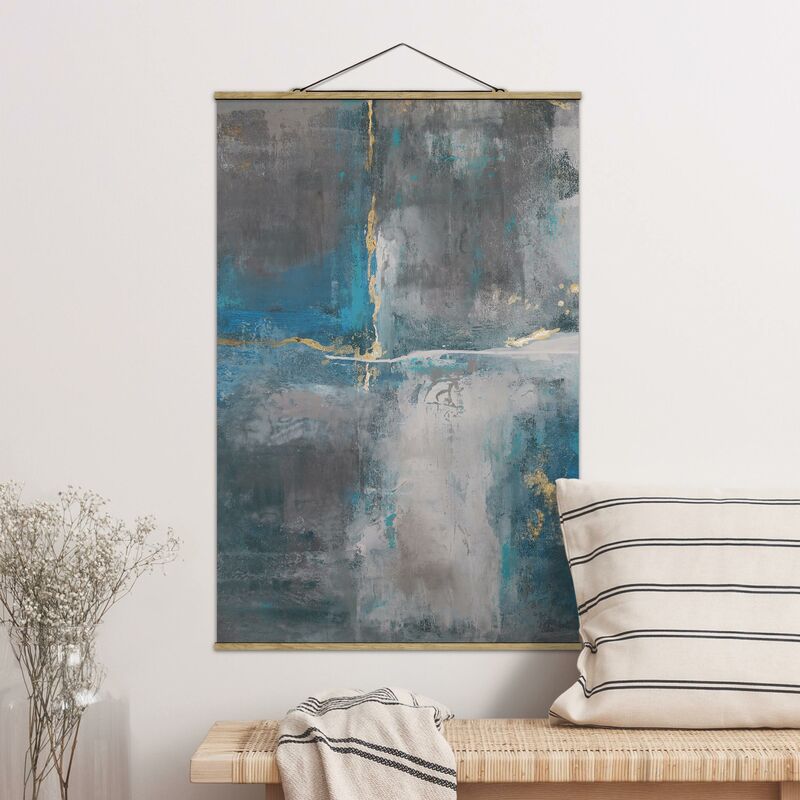 

Imagen de tela - Blue Structure With Golden Accents - Alto 3:2 Dimensión LxA: 150cm x 100cm