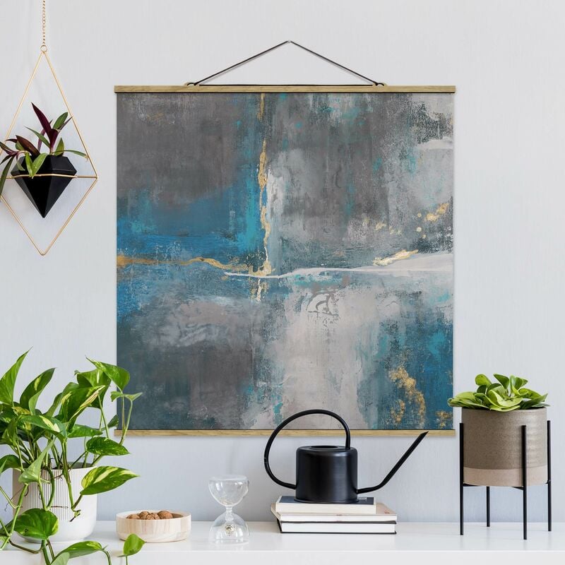 

Imagen de tela - Blue Structure With Golden Accents - Cuadrado 1:1 Dimensión LxA: 80cm x 80cm