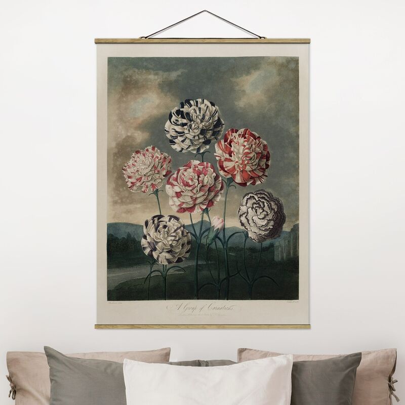 

Imagen de tela - Botany Vintage Illustration Blue And Red Carnations - Alto 4:3 Dimensión LxA: 66.4cm x 50cm