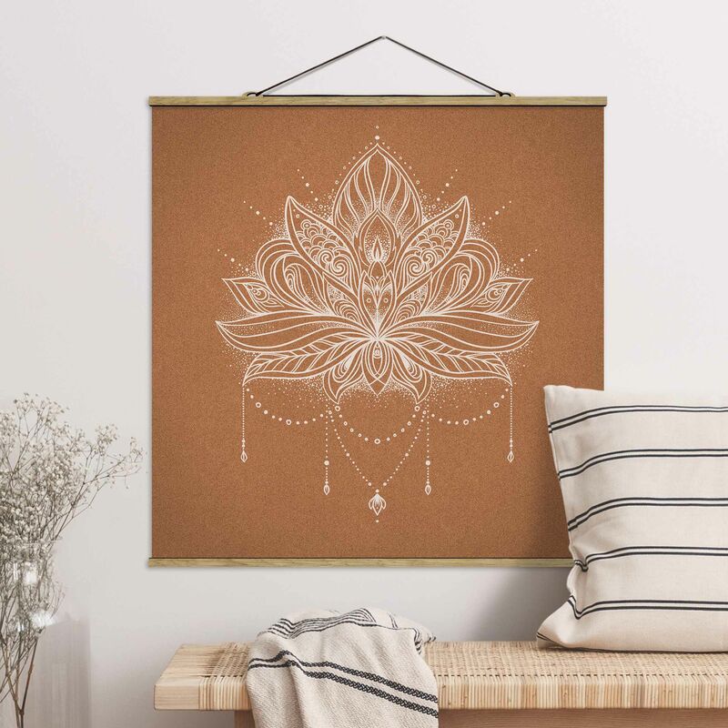 

Imagen de tela - Boho Lotus Flower White Cork Look - Cuadrado 1:1 Dimensión LxA: 80cm x 80cm